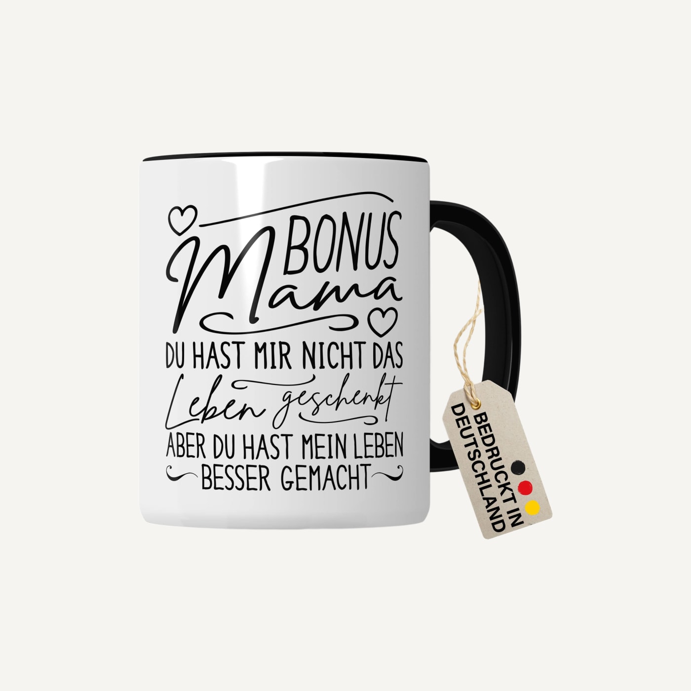 Bonusmama Tasse „Mein Leben besser gemacht“ – Design-Variante