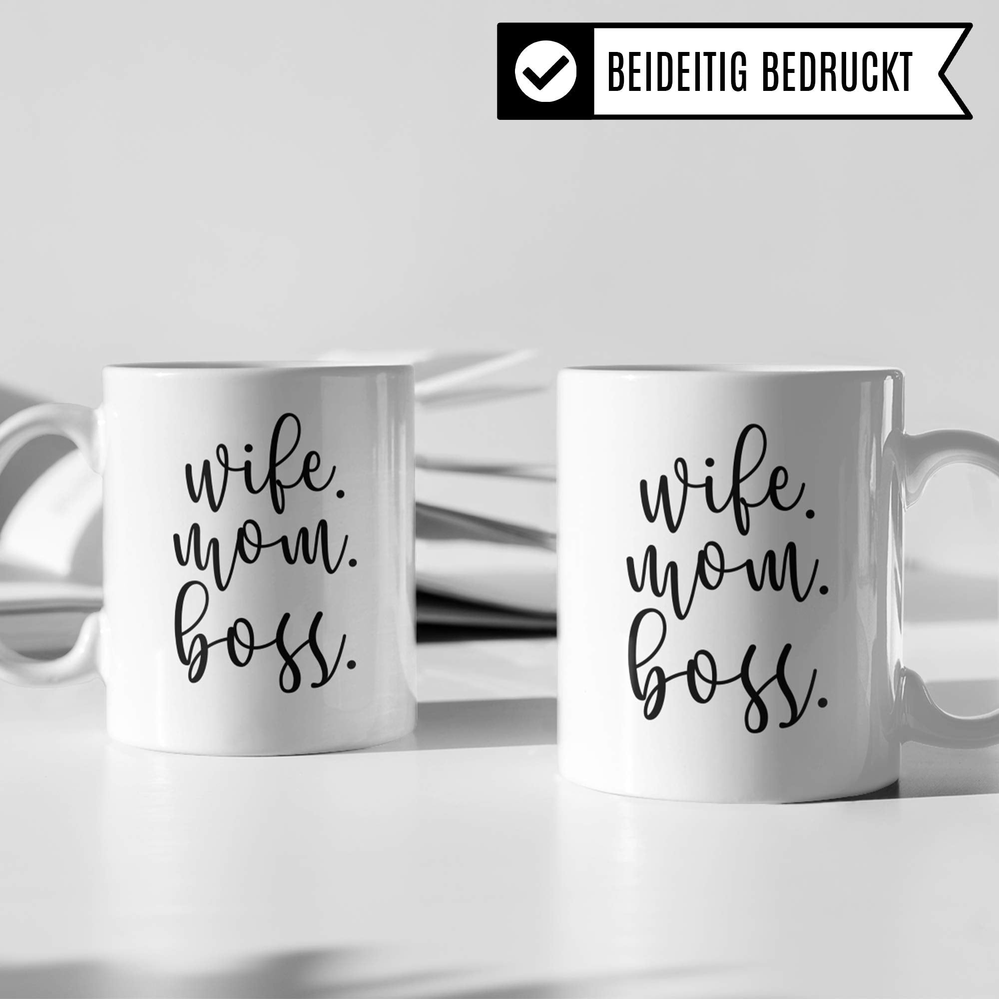 Wife Mom Boss Tasse – drei Rollen, eine Heldin – Bild 3