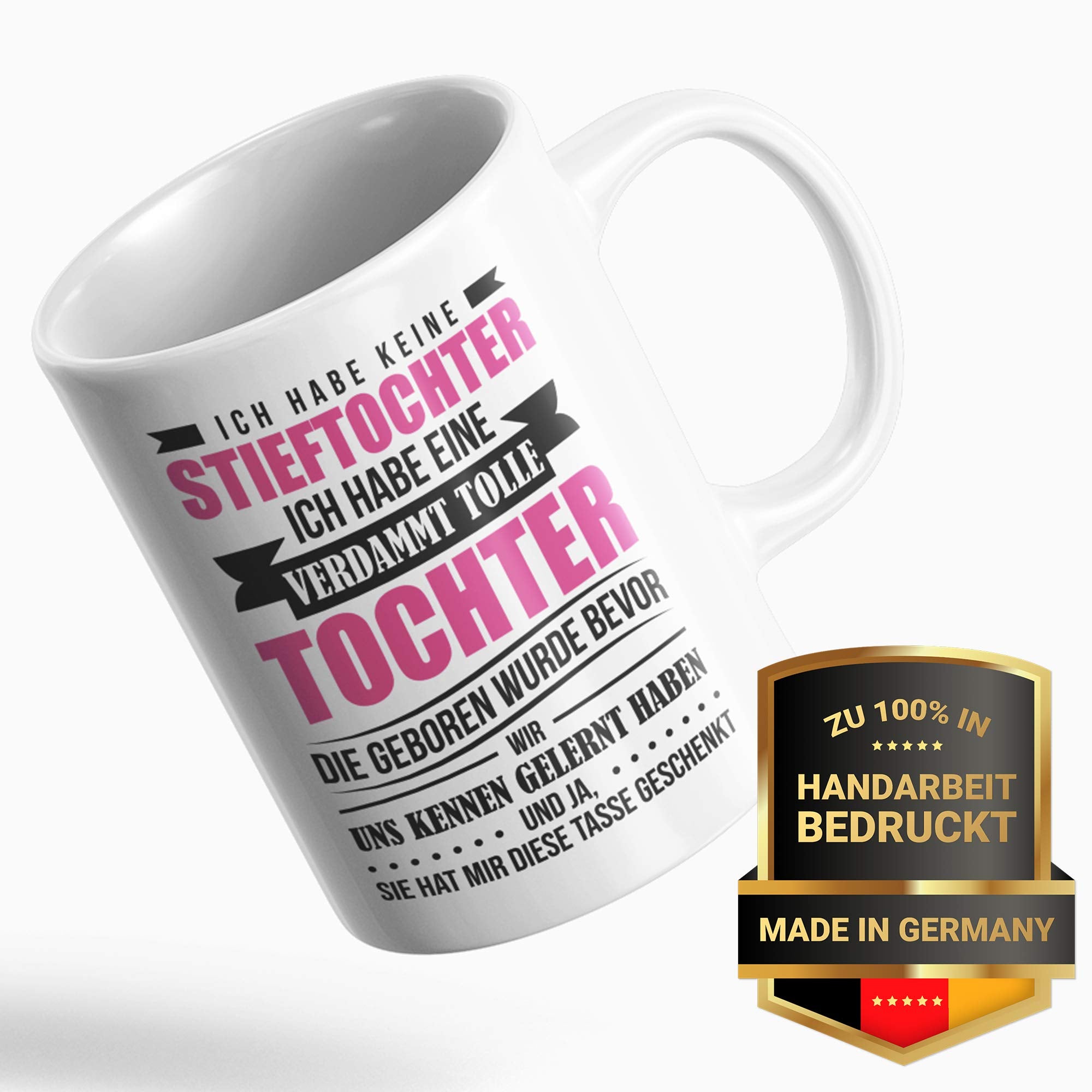 Bonusmama Tasse „Keine Stieftochter“ – Schriftzug Weiß – Bild 2